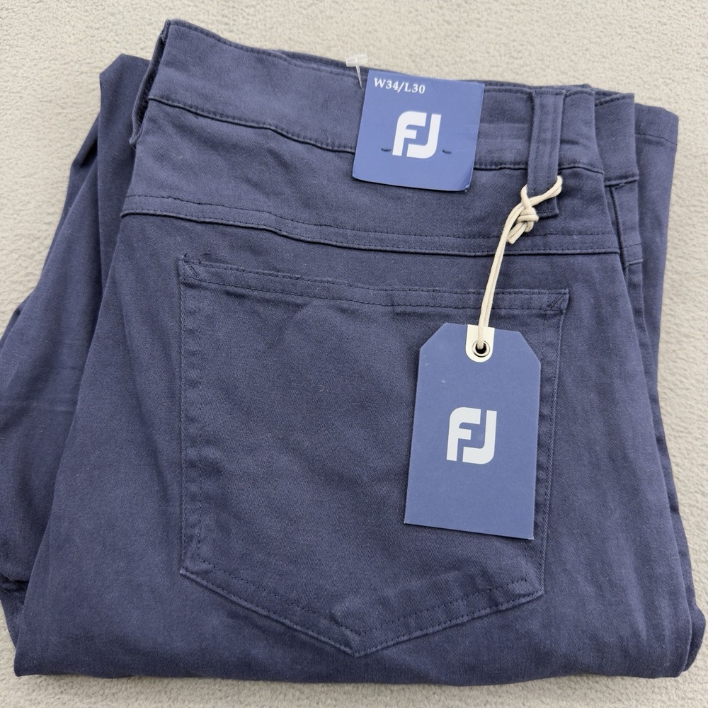 Footjoy 1857 Sueded Cotton Twill 5 Pocket Chino Golf Pant Mens 32x30 Navy Blue